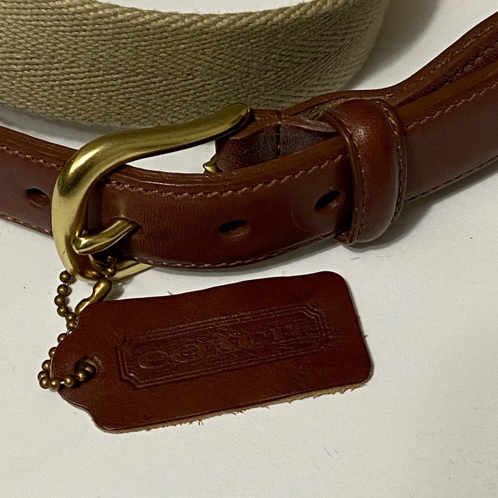 Coach web belt with leather tabs NWOT - Picture 3 of 4